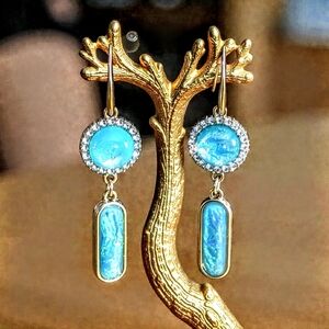 Chic Turquoise and Gold Dangle Earrings